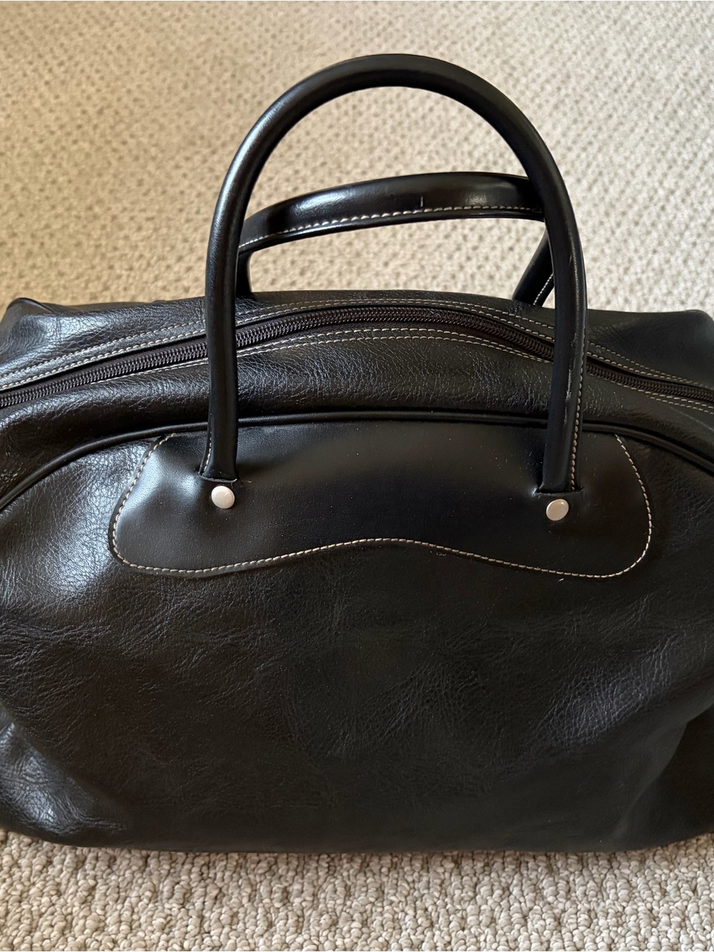 GAP Black Faux(?) Leather Duffel with Top Handles